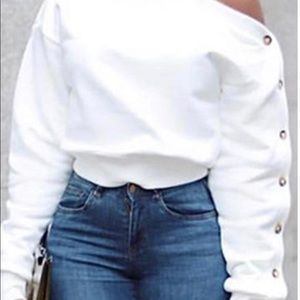 White Off-the-shoulder Sweater